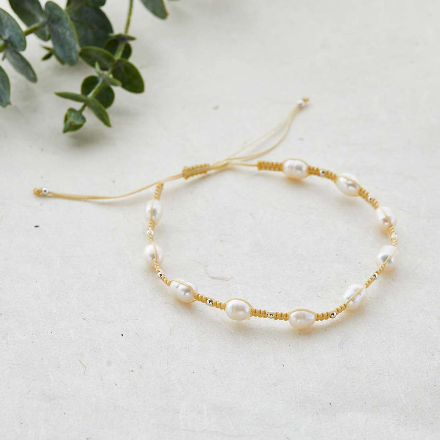 ADJUSTABLE PEARL BRACELET- IVORY