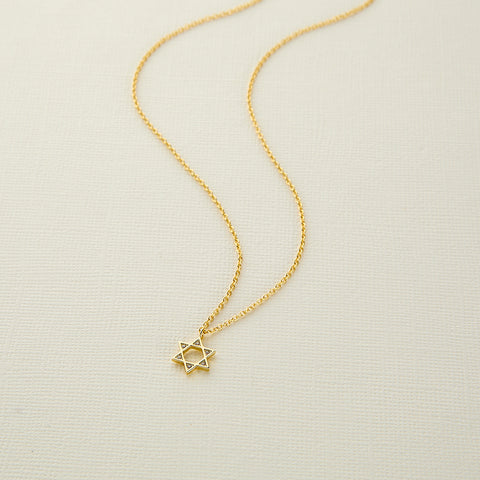 GOLD STAR OF DAVID NECKLACE